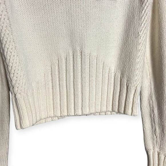 Armani Exchange Large Fold Over Collar Chunky Cardigan SIZE M Beige Sweater HK - Picture 13 of 13